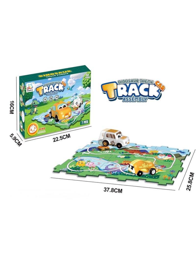 توي لاند مجموعة ألغاز مسار سيارات بتصميم ديناصورات - مجموعة تجميع مسار مع سيارات ألعاب (3 سنوات فأكثر) - Image 1